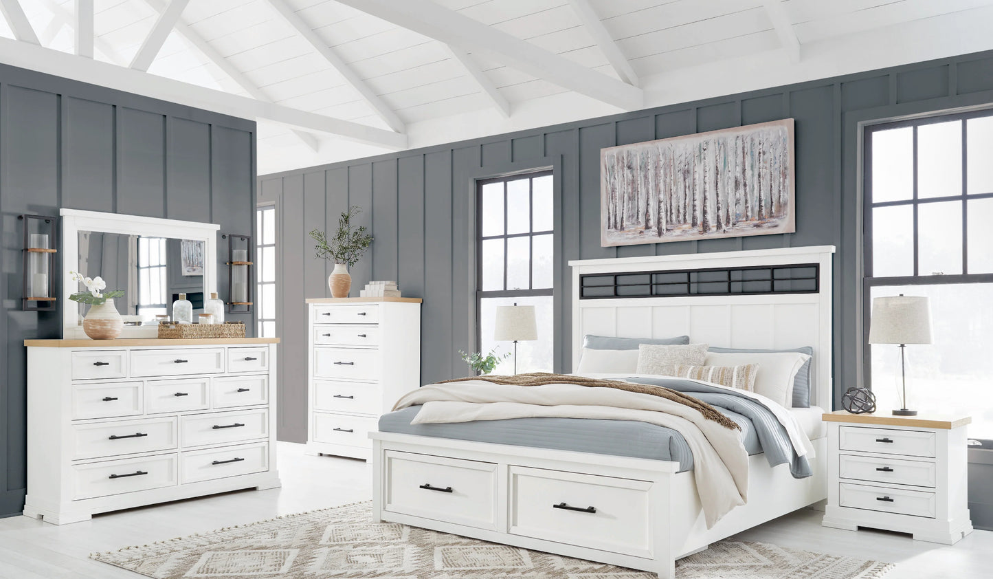 B-ASH BEDROOM SET QUEEN BED,DRESSER,MIRROR,NIGHT STAND