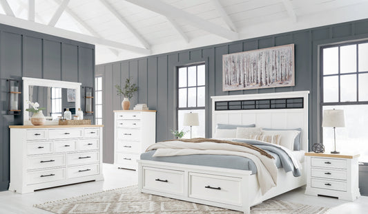 B-ASH BEDROOM SET QUEEN BED,DRESSER,MIRROR,NIGHT STAND
