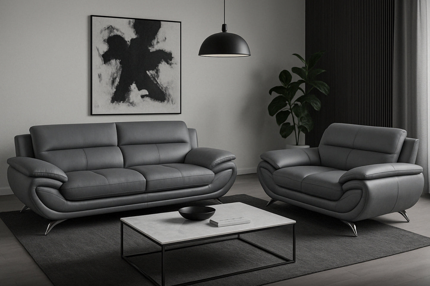 Venecia Sofa Set Grey. (SOFA AND LOVESEAT)