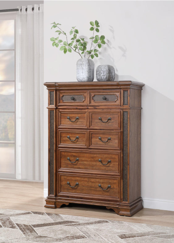 B020 KING BED FRAME - DRESSER - MIRROR - NIGHTSTAND (FREE CHEST)