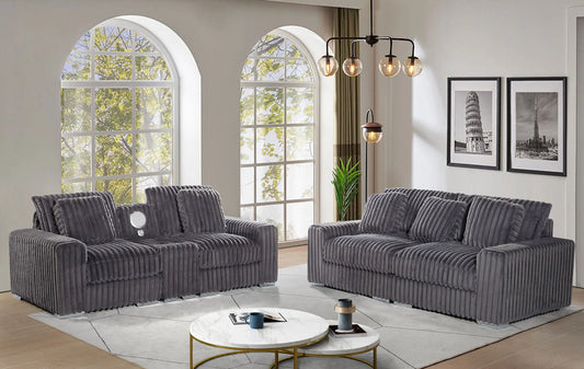 Cologne Gray Sofa + Loveseat Set