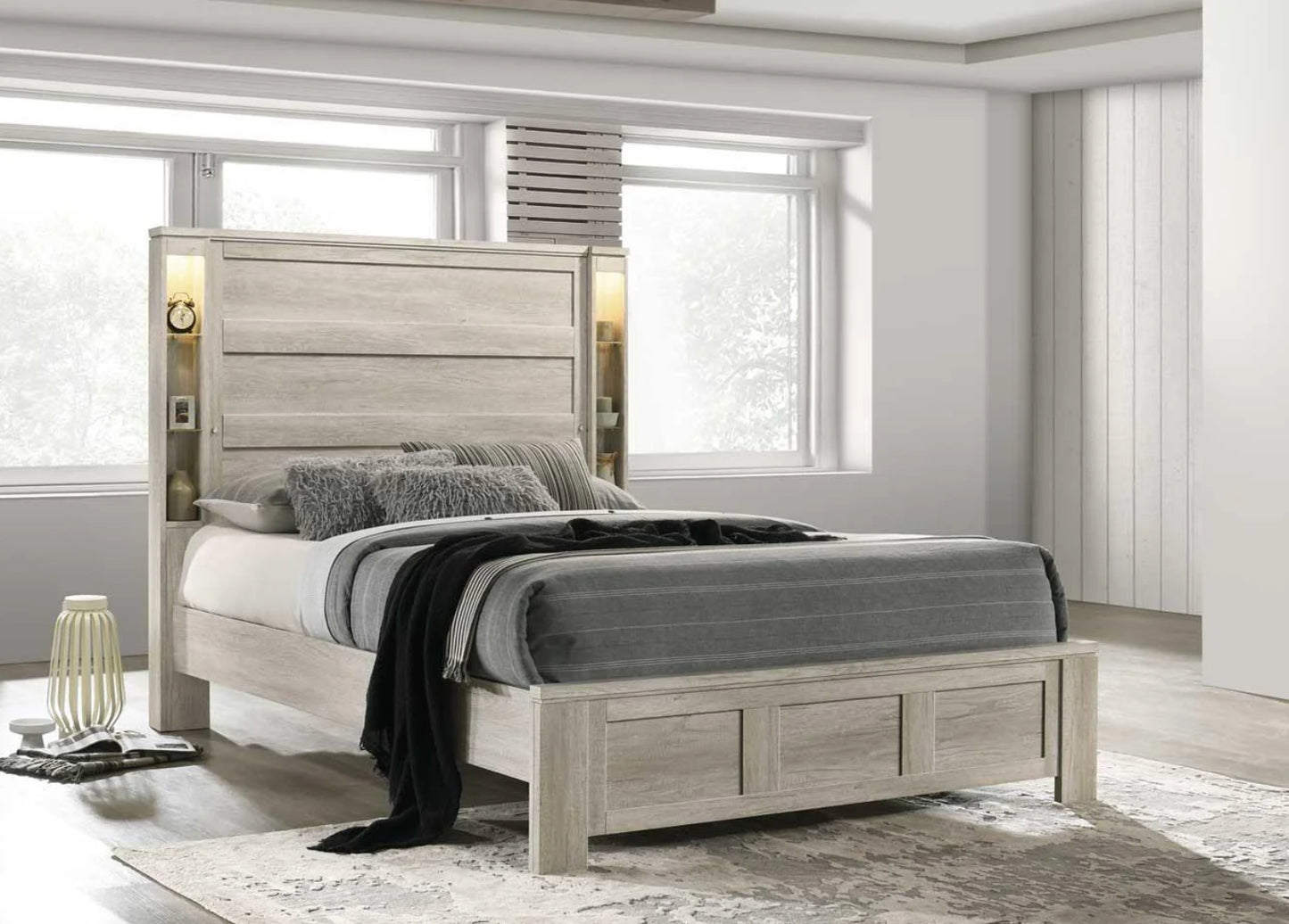 Emma B120 5 Piece Set Includes: QUEEN Bed, Dresser, Mirror, Nightstand, Chest