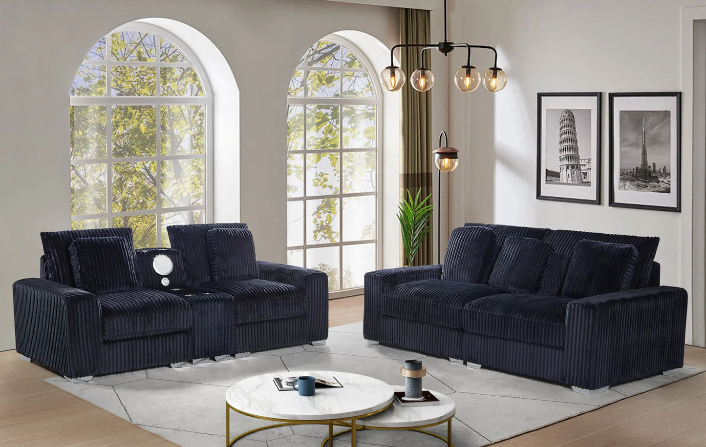 Cologne Black sofa and loveseat