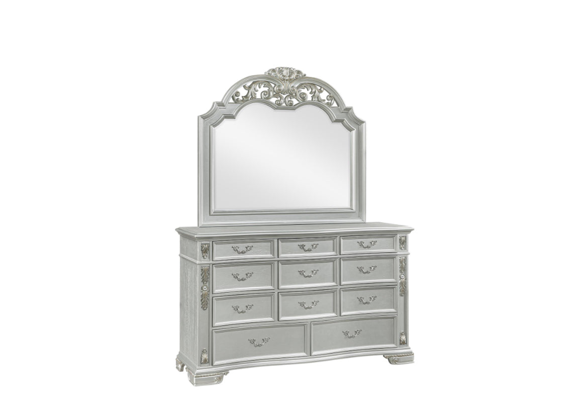B581 - ATLAS SILVER 4 PC (King Bed, Dresser, Mirror, Nightstand)