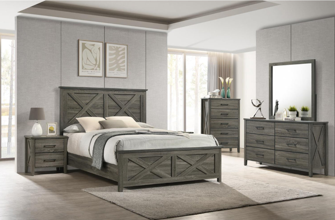 B522 KING BED FRAME - DRESSER - MIRROR - NIGHTSTAND (free chest)