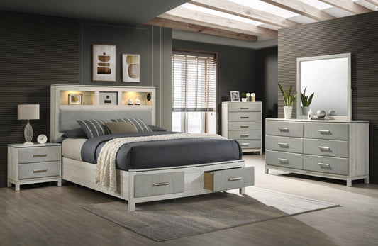 B261 KING BED FRAME - DRESSER - MIRROR -NIGHTSTAND (free chest)