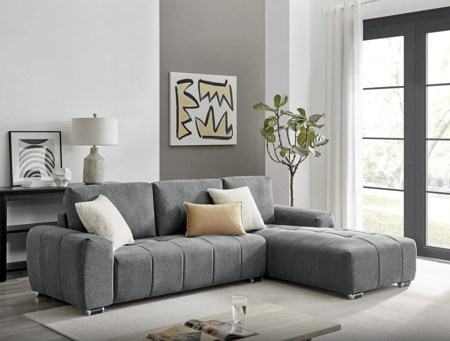 ROMA Sectional Dark Grey – LEFT O RIGHT FACING CHAISE