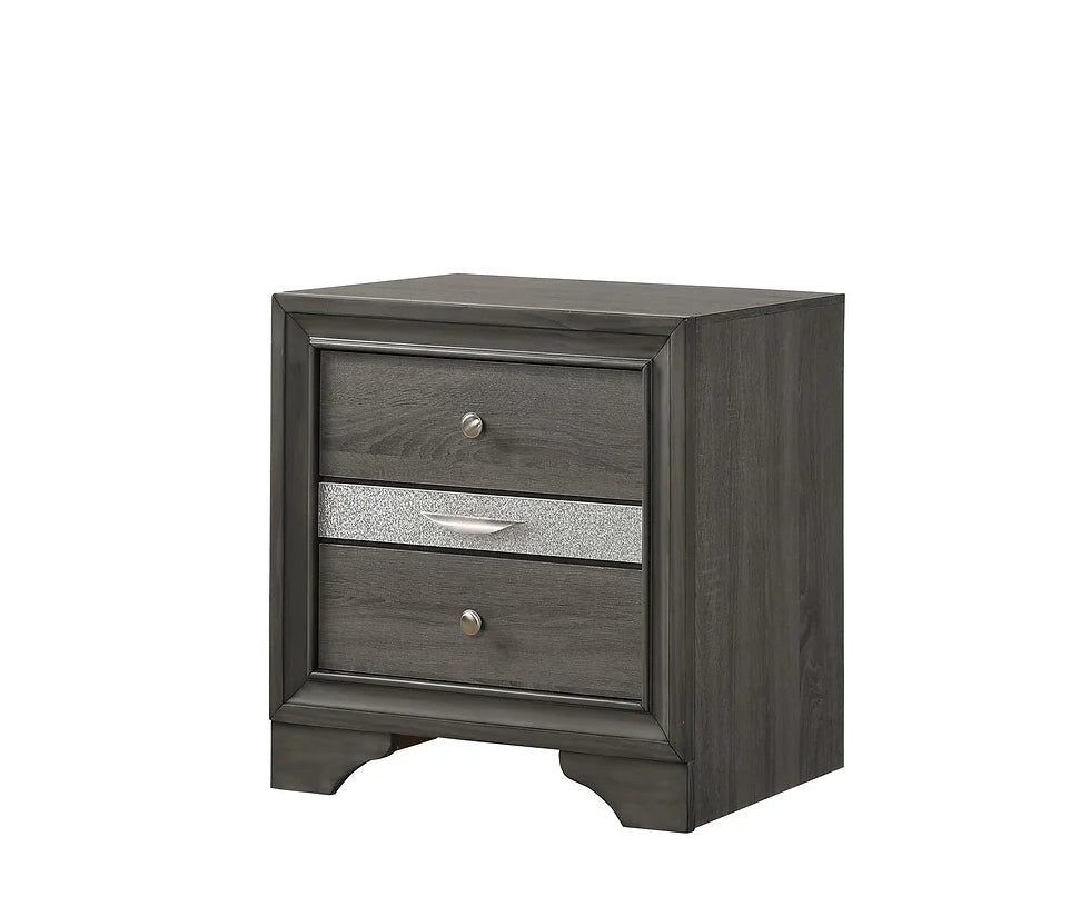 Lubna Gray B150 4 Piece Set Includes: QUEEN Bed, Dresser, Mirror, Nightstand