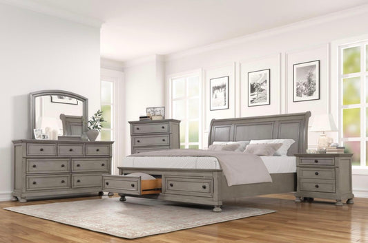 CARSON BEDROOM SET 4 PC ( King Bed, Dresser, Mirror, Nightstand )
