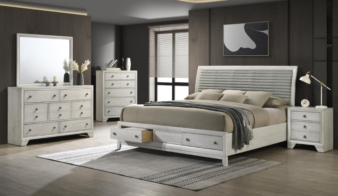 KING BED FRAME - DRESSER - MIRROR - NIGHTSTAND (free chest)