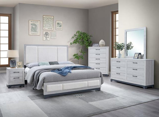 B312 - JOURI LIGHT GREY 4PC (Queen Bed, Dresser, Mirror, Nightstand)