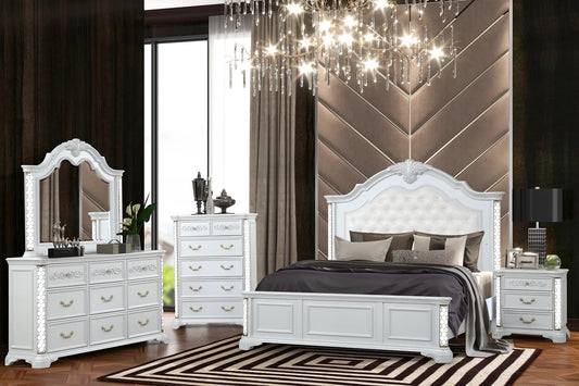 Amani 4 Piece Set Includes: Bed, Dresser, Mirror, Nightstand
