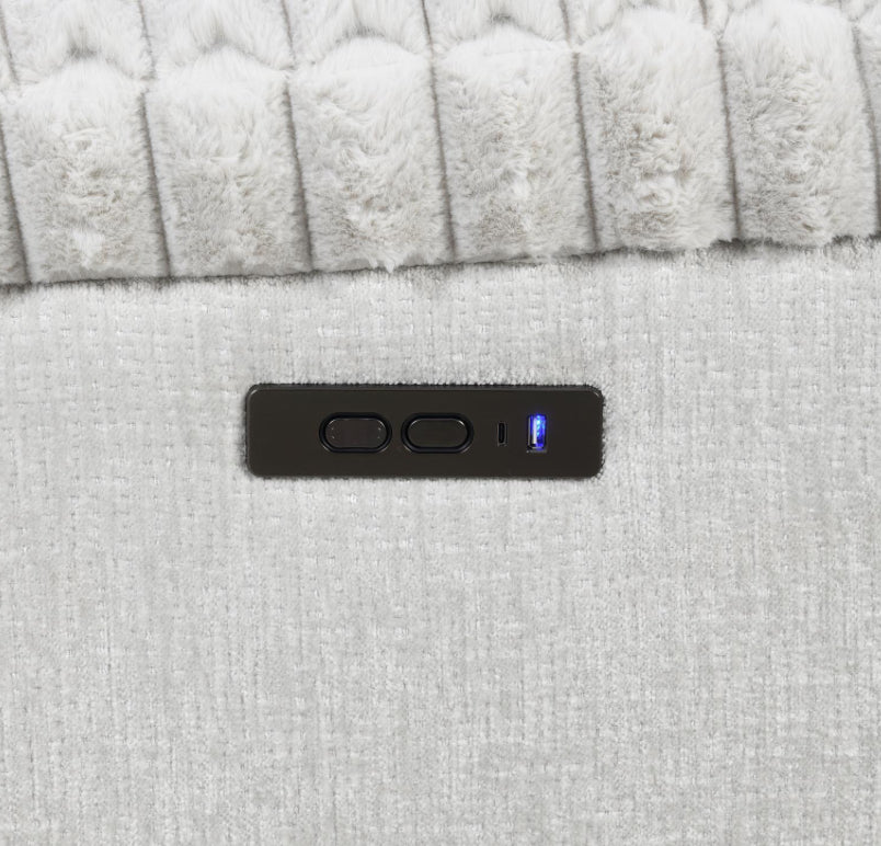 U61	GRAY CORDUROY POWER 3 PC SECTIONAL W/BLUETOOTH SPEAKER, AND WIRELESS CHARGER