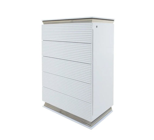Dalal White 5 drawers Chest