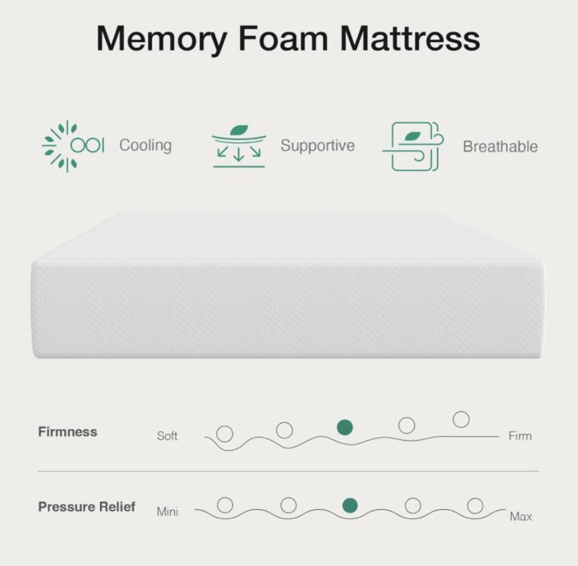 TWIN 6” memory foam mattress NANO GEL Cooling Comfort