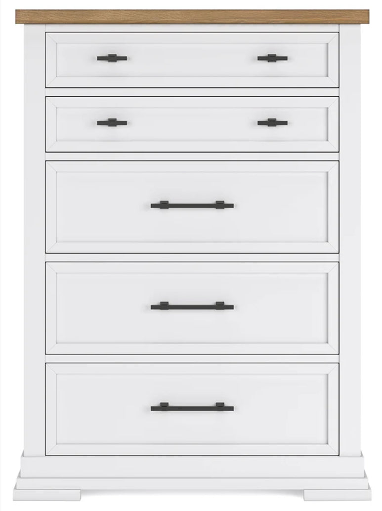 B-ASH 5 DRAWS WHITE CHEST