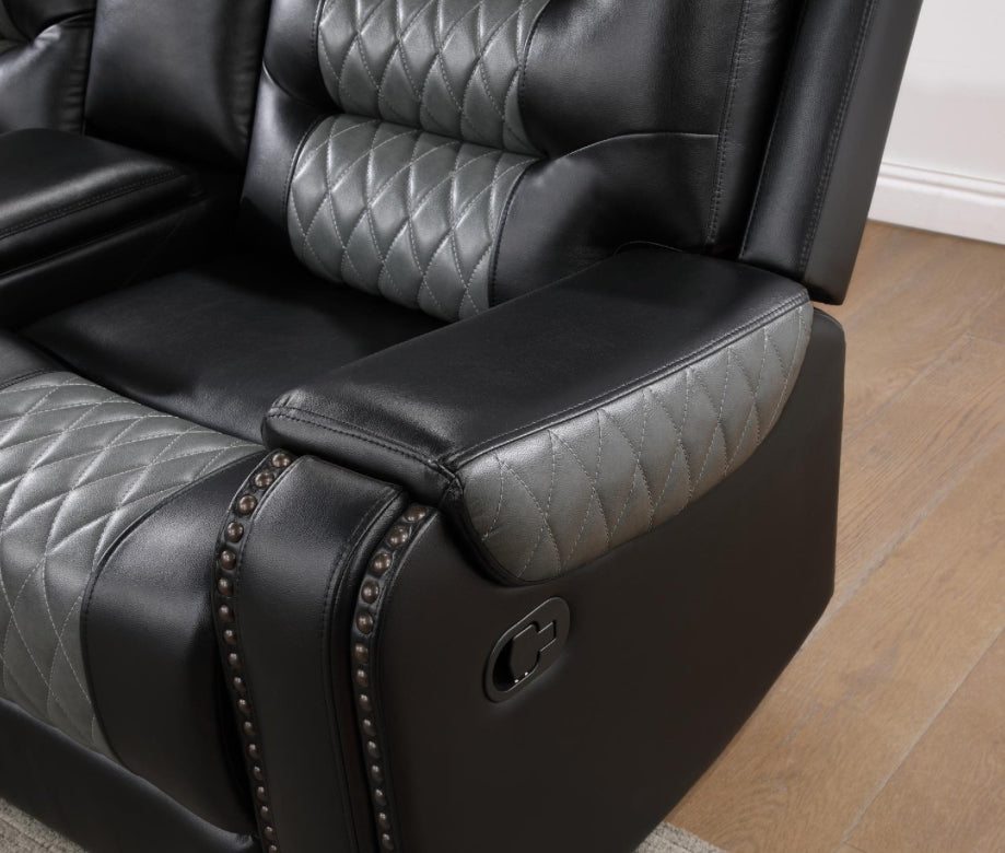U89	BLACK/GRAY MOTION 3 PC SECTIONAL