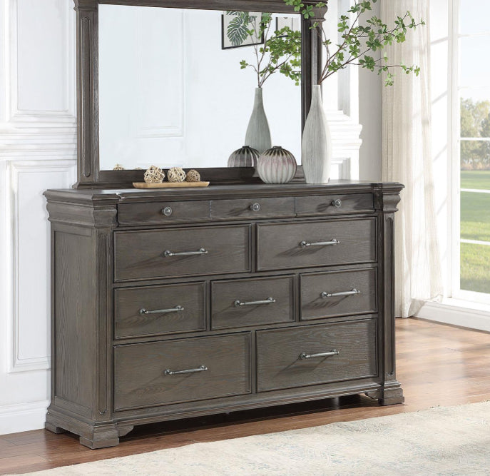 KING BED FRAME - DRESSER - MIRROR - NIGHTSTAND