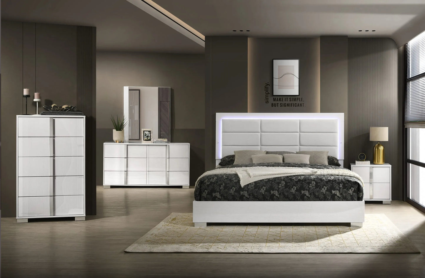 Juego de dormitorio Manhattan de estilo italiano Queen