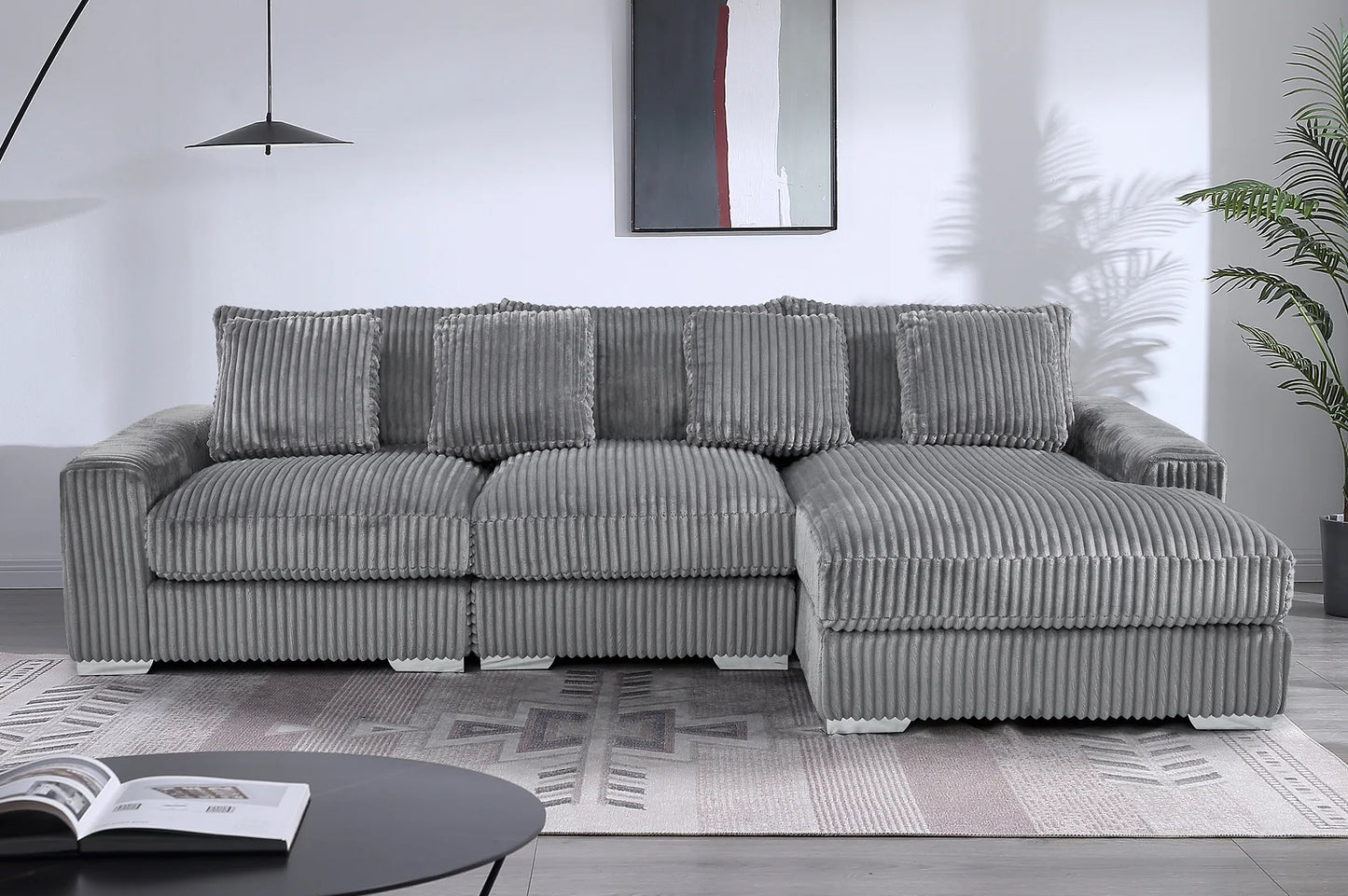 London Gray 3 Piece Sectional RAF Chaise