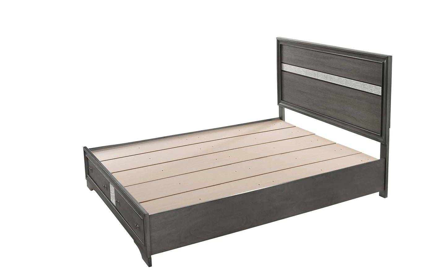 Lubna Gray B150 4 Piece Set Includes: QUEEN Bed, Dresser, Mirror, Nightstand