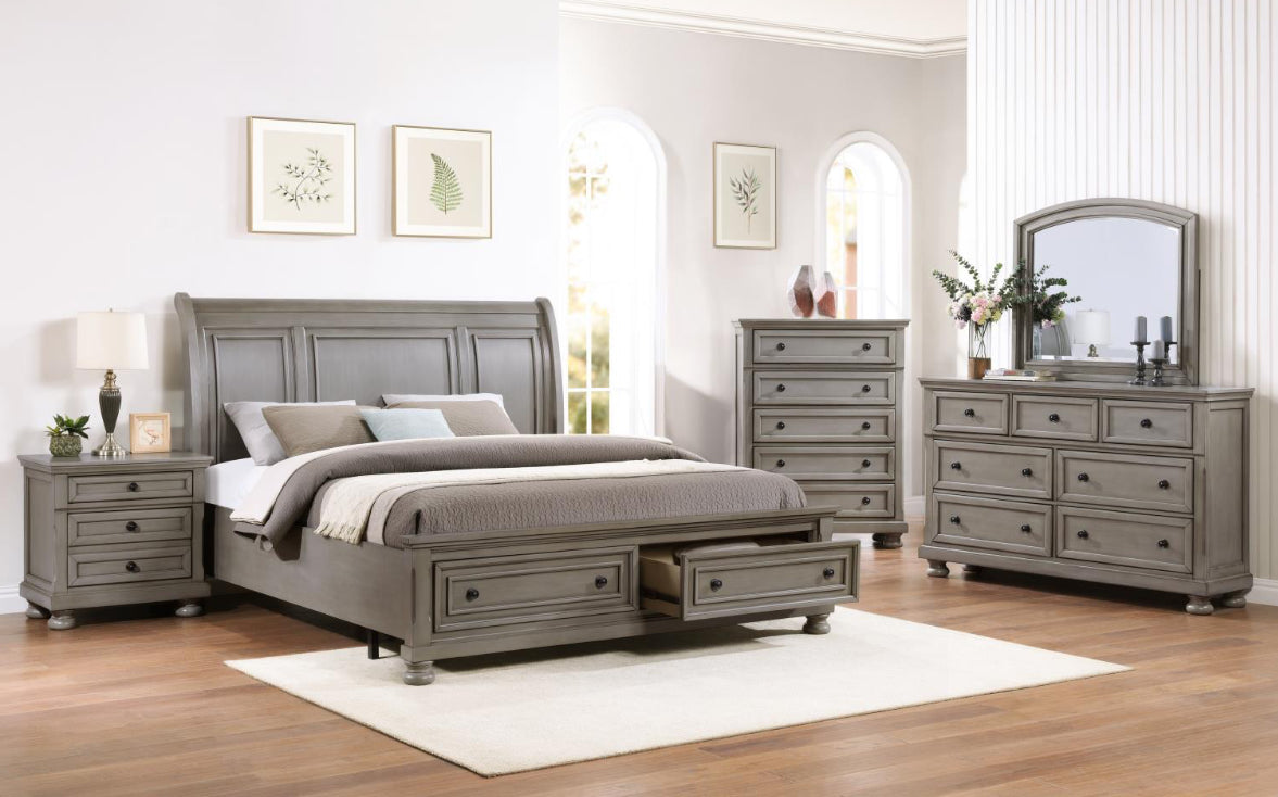 B070 QUEEN BED FRAME - DRESSER - MIRROR -NIGHTSTAND