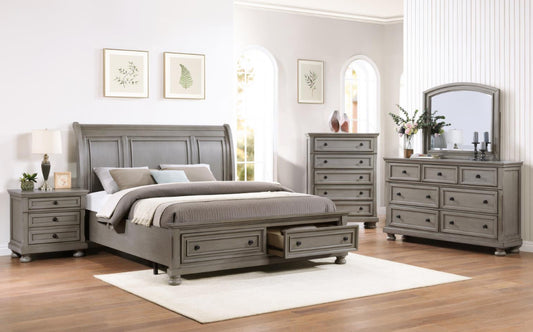 B070 QUEEN BED FRAME - DRESSER - MIRROR -NIGHTSTAND