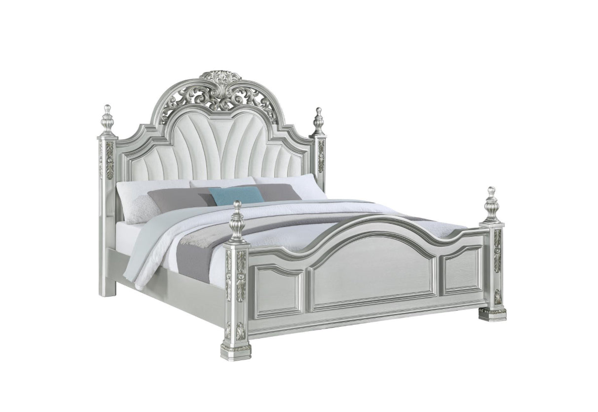 B581 - ATLAS SILVER 4 PC (King Bed, Dresser, Mirror, Nightstand)
