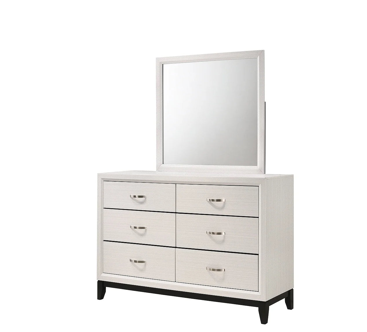 Caroline White 4 Piece Set Includes: QUEEN Bed, Dresser, Mirror, Nightstand