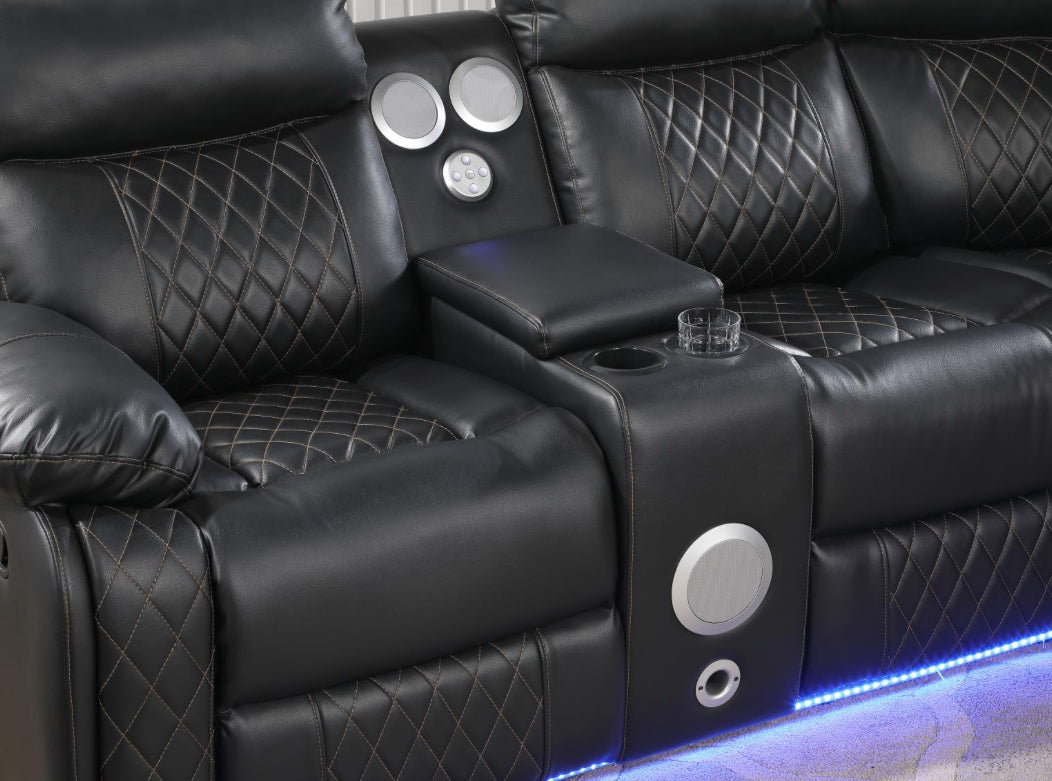 U63	BLACK MOTION 3 PC SECTIONAL W/BLUETOOTH SPEAKER