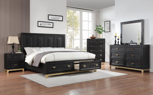 B236 KING BED FRAME - DRESSER - MIRROR- NIGHTSTAND ( Free chest)