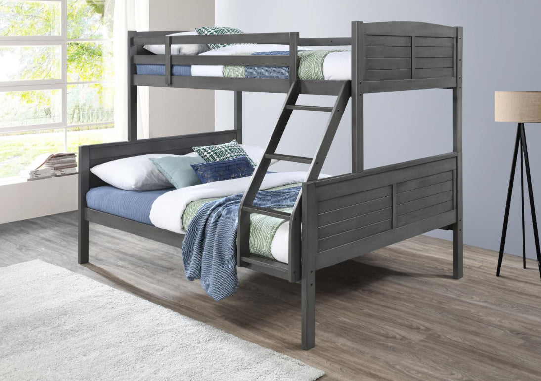 S093	ANT. GRAY TWIN/FULL BUNK BED
