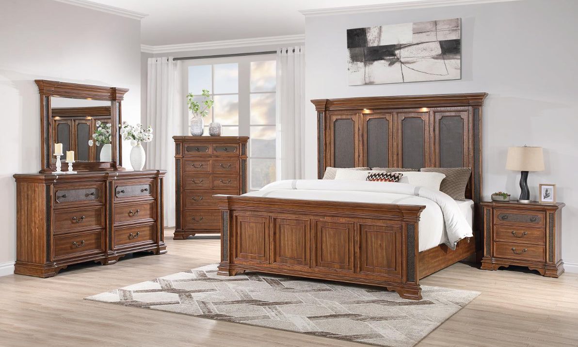 B020 KING BED FRAME - DRESSER - MIRROR - NIGHTSTAND (FREE CHEST)