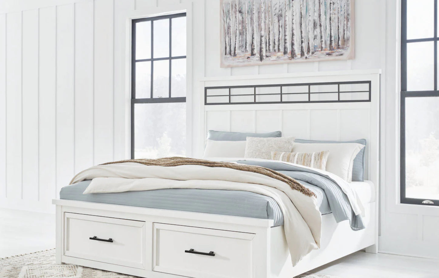 B-ASH BEDROOM SET QUEEN BED,DRESSER,MIRROR,NIGHT STAND