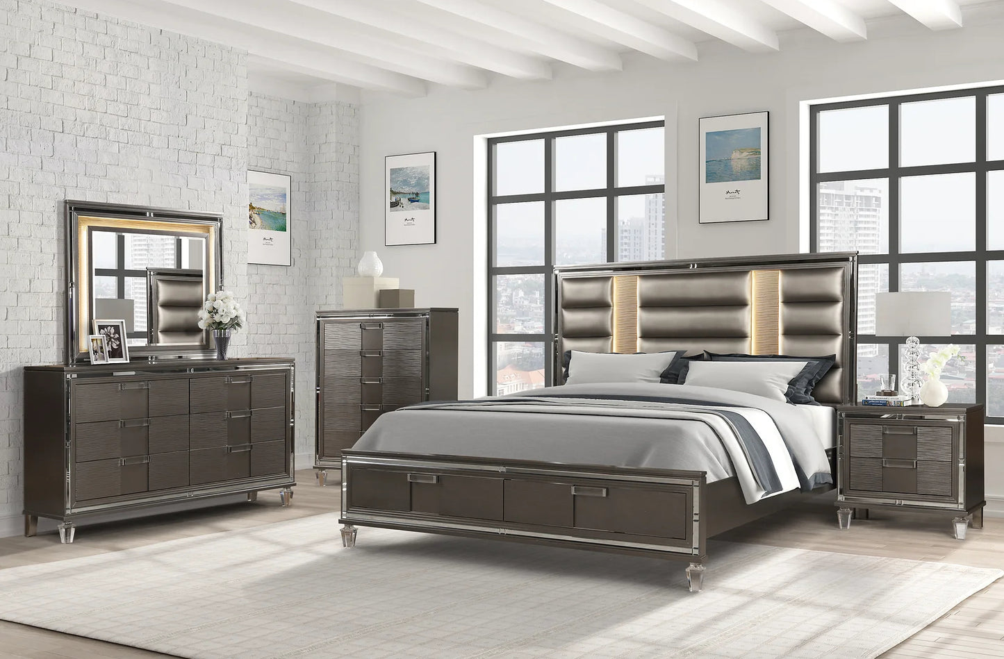 Zara Charcoal Queen 4 Piece Set