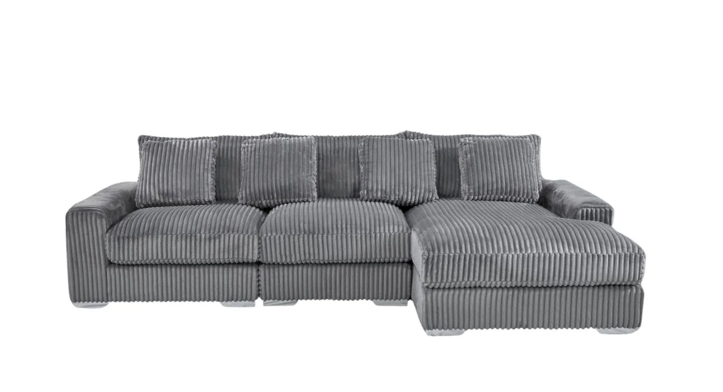 London Gray 3 Piece Sectional RAF Chaise