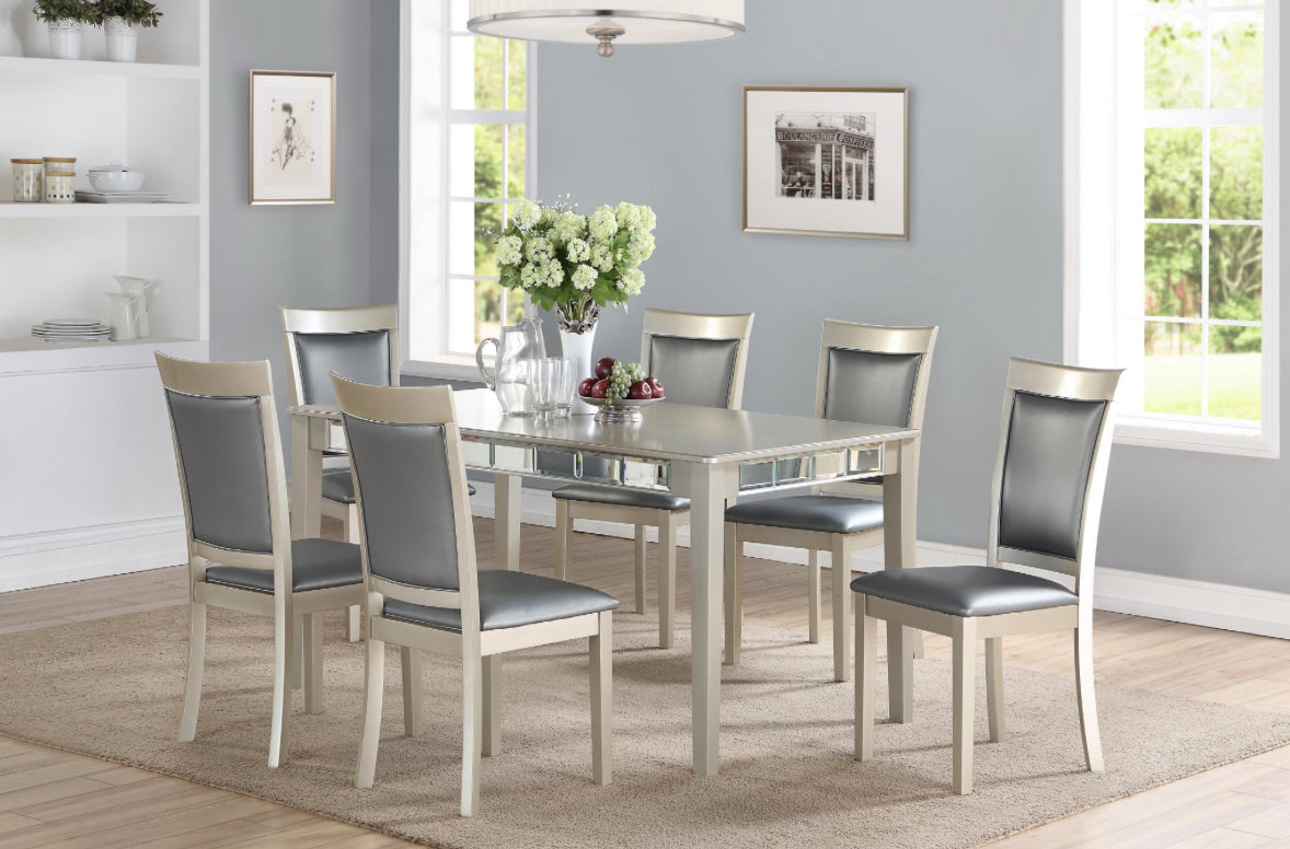 TABLE & 6 CHAIRS SILVER SHIMMER