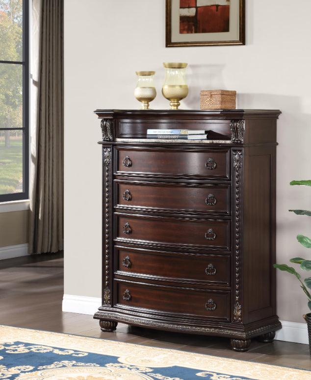 QUEEN BED FRAME - DRESSER - MIRROR - NIGHTSTAND (free chest )