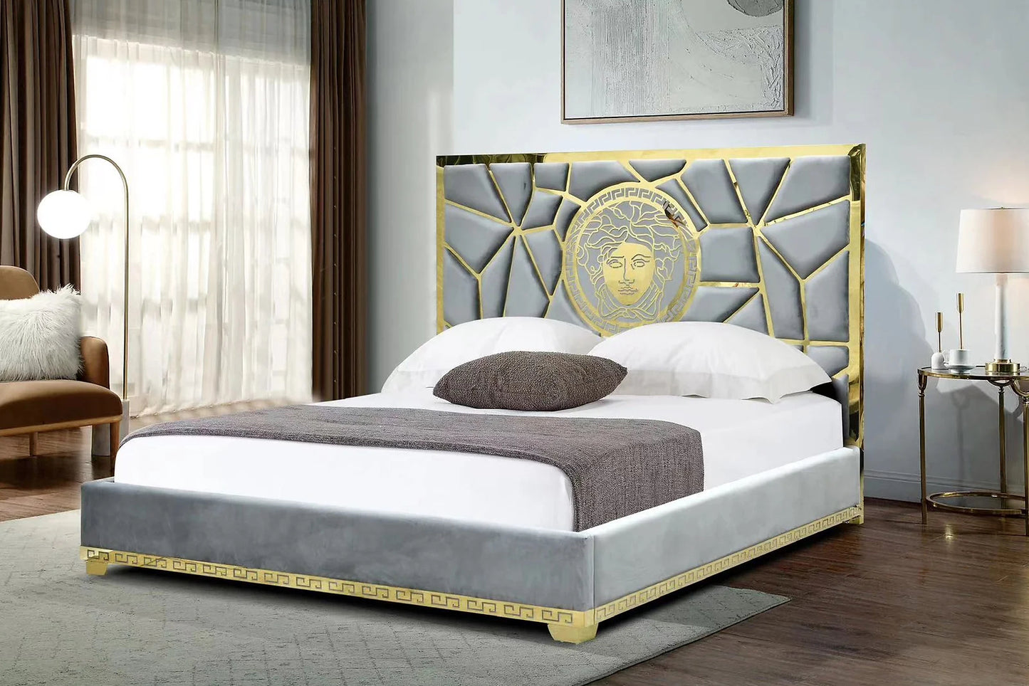 Manasa Gray QUEEN BED Available gray and black