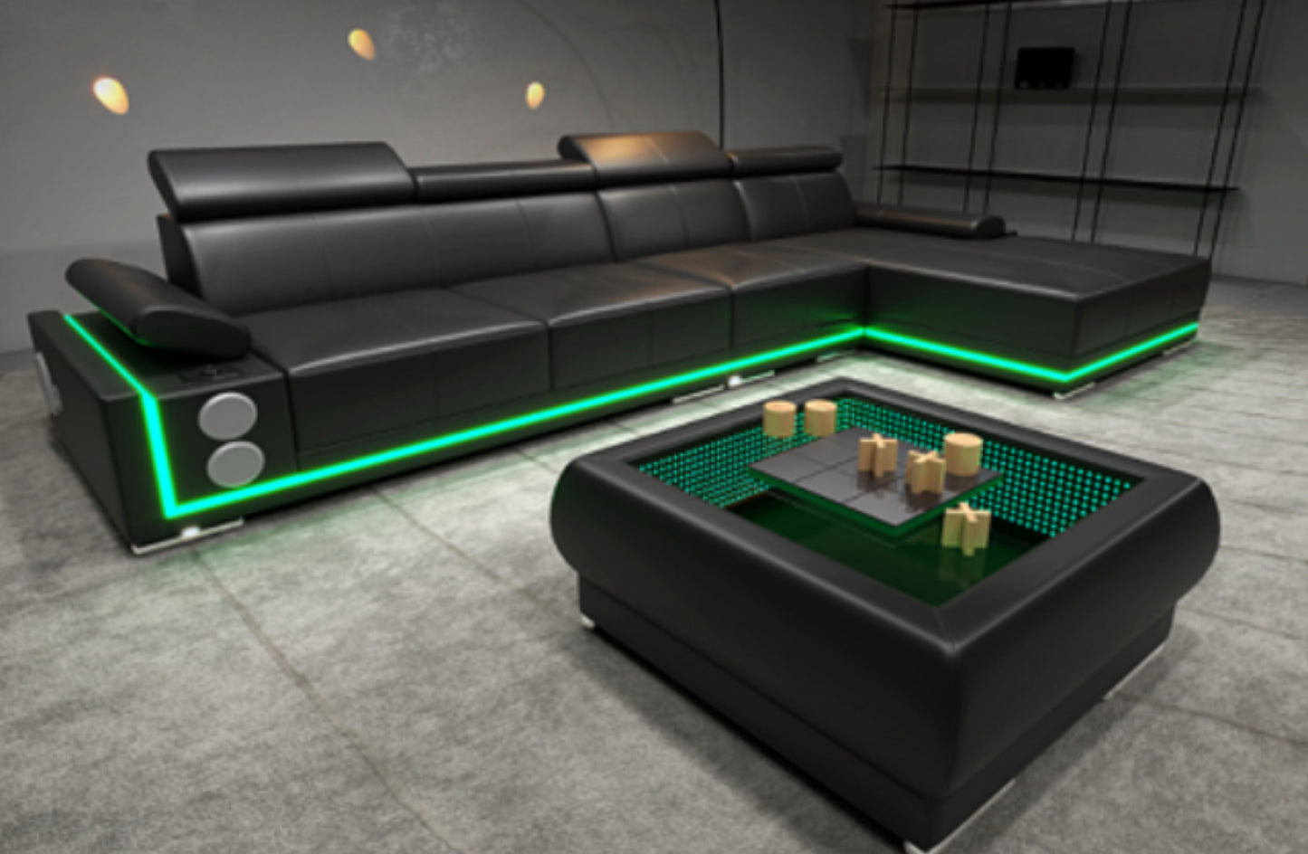 Denver RAF Chaise Sectional Black