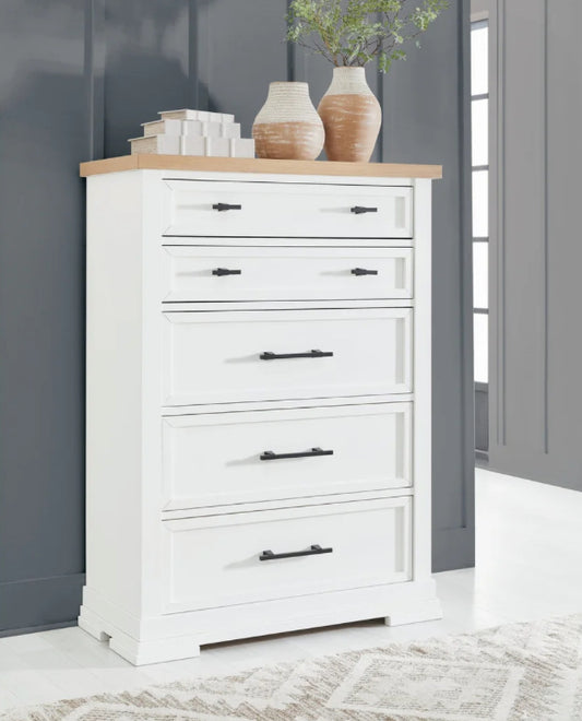 B-ASH 5 DRAWS WHITE CHEST