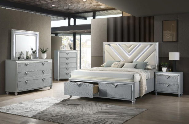 VERONICA BED     Includes: One (1) queen bed, one (1) nightstand, one (1) dresser, one (1) dresser mirror,