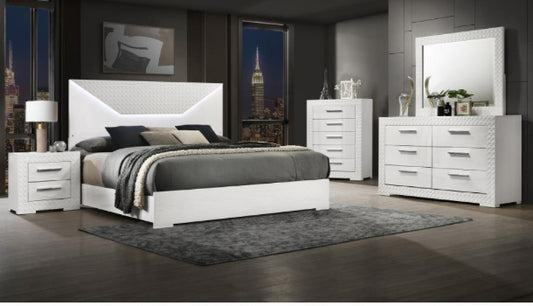 IVES BEDROOM Ives 4-piece Queen Bedroom Set White High Gloss