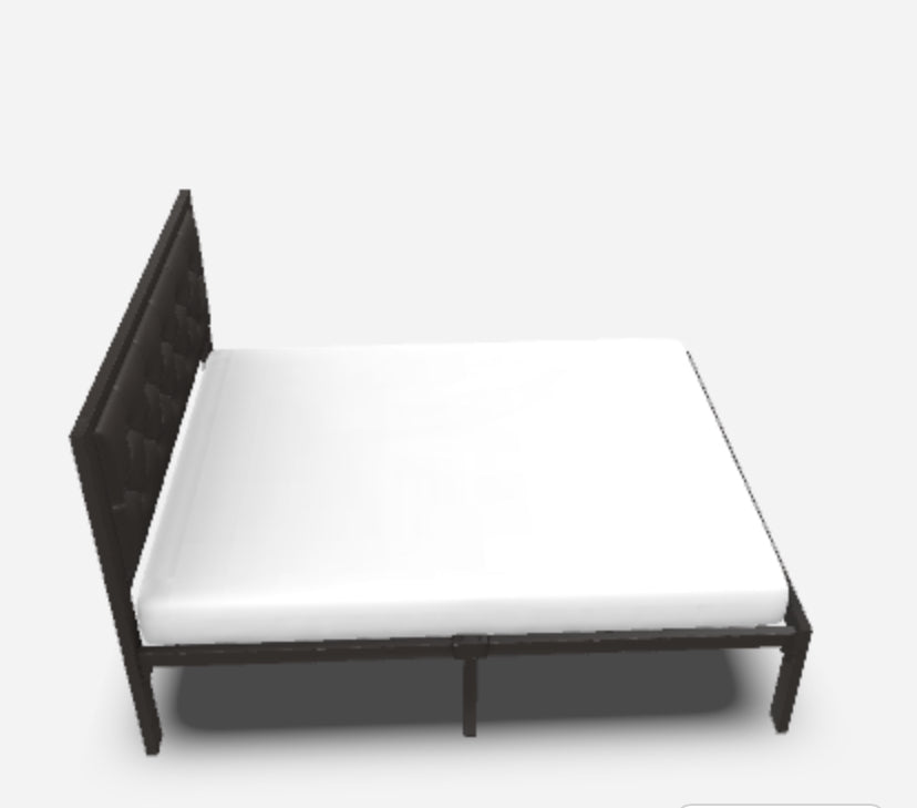 Queen Size Metal Bed Frame with a tufted faux leather headboard