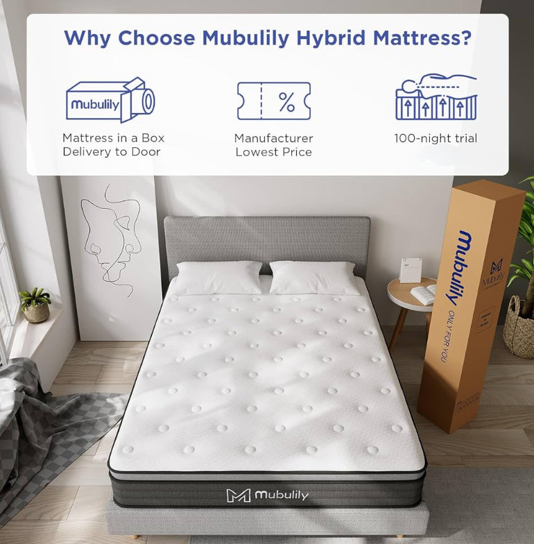 Queen Size Hybrid Mattress (12inches) combines the comfort of gel memory foam