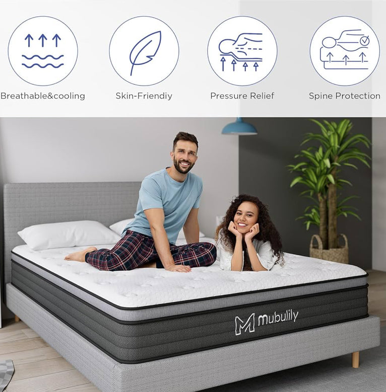 Queen Size Hybrid Mattress (12inches) combines the comfort of gel memory foam