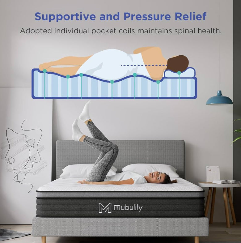 Queen Size Hybrid Mattress (12inches) combines the comfort of gel memory foam