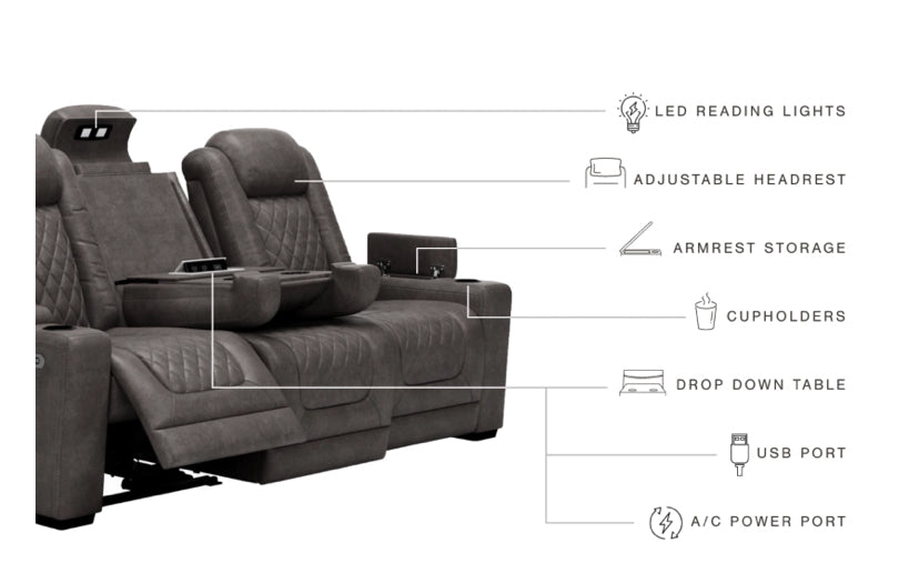 Hyllmont Dual power reclining sofa gray color