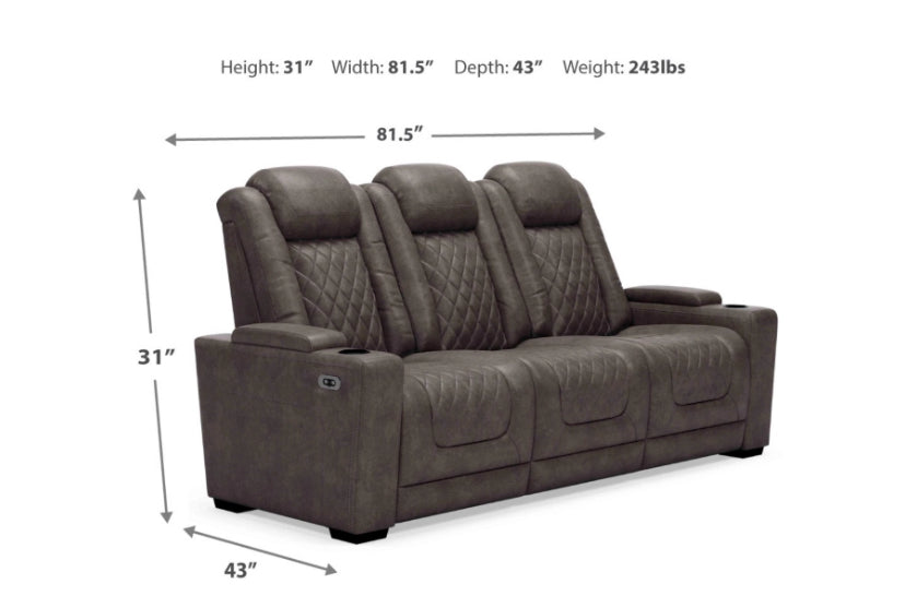 Hyllmont Dual power reclining sofa gray color
