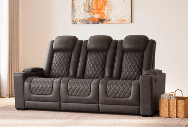 Hyllmont Dual power reclining sofa gray color